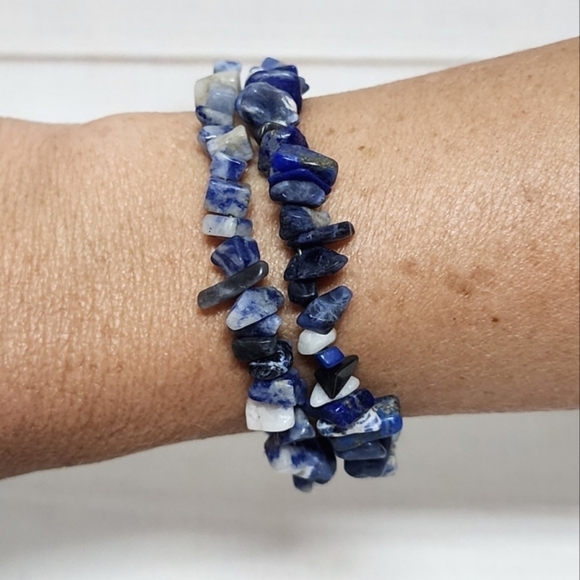 Sodalite Coil Wrap Beaded Bracelet Handmade - New - Picture 5 of 9